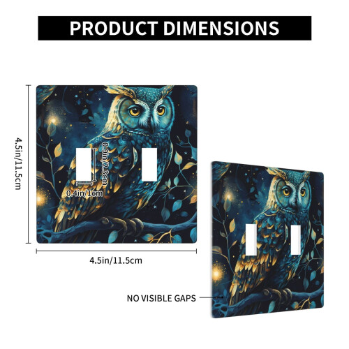 2-Gang Double Toggle Wall Plate with Owl Sky Tree Art 1