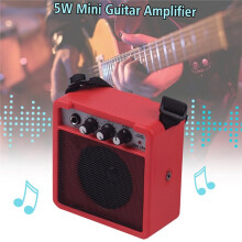 Guitar Amplifier Amp Speaker with 3.5/ 6.35mm Inputs 1/4" Output Supports Volume Tone Adjustment Overdrive Black