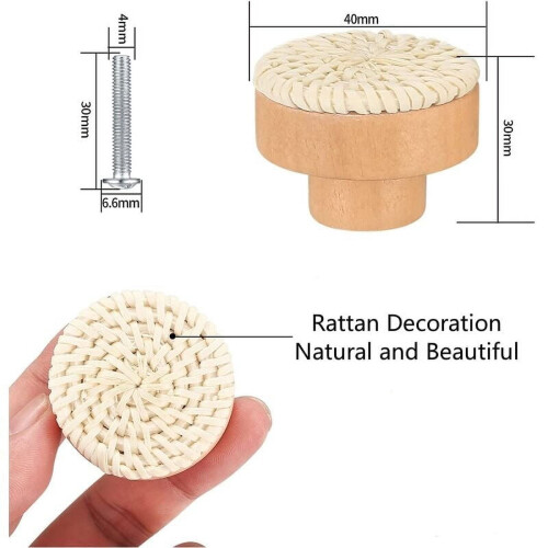 Rattan Furniture Button Handle White Circular 8-Piece 2