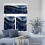 Navy Blue Marble Gold Foil Kitchen Curtains and Valance Set 2