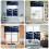 Navy Blue Marble Gold Foil Kitchen Curtains and Valance Set 3
