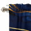 Navy Blue Marble Gold Foil Kitchen Curtains and Valance Set 4
