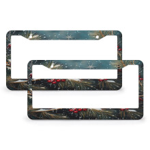 Watercolor Red Bird Snowflake License Plate Frames Aluminum