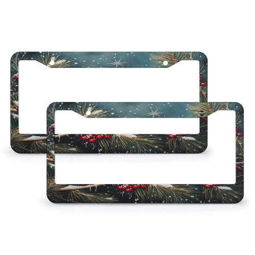 Watercolor Red Bird Snowflake License Plate Frames Aluminum