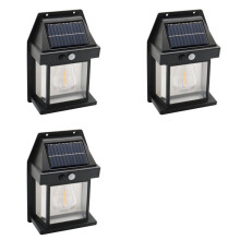 3X Applique Solaire à Ampoule en Tungstène, Lampe Murale Extérieure Étanche, Lampe Décorative de Paysage de Cour