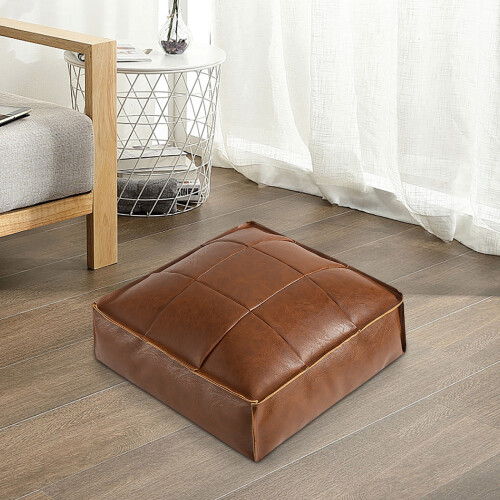 Faux Leather Ottoman Footrest Cushion Unstuffed 1 Piece 2