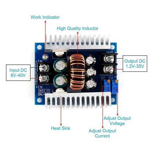 DC Converter Buck-Boost Adjustable Charger Board 20A 300W 2