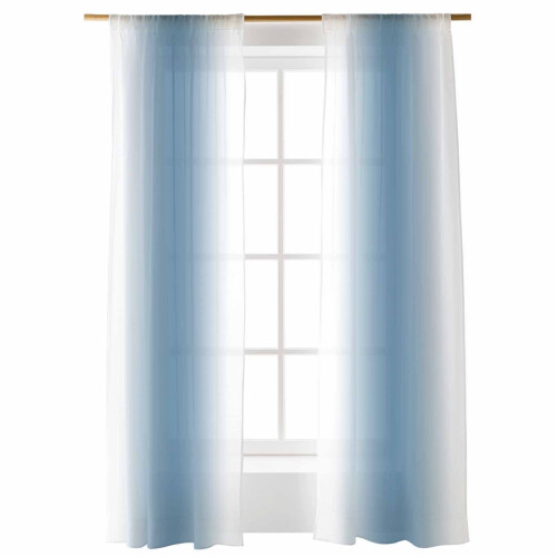Blue and White Ombre Sheer Curtains 52x96 in Light