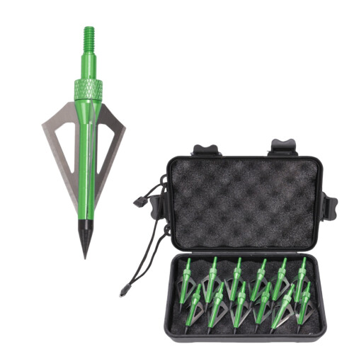 Crossbow Broadheads 3-Blade 12-Pack with Storage Box