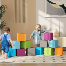 (Grey) HOMCOM 12 PCs Soft Play Blocks Soft Foam Toy