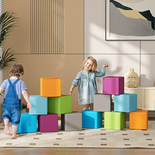 Homcom (Grey) HOMCOM 12 PCs Soft Play Blocks Soft Foam Toy