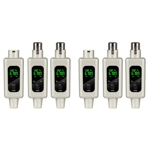 2X 2.4G Wireless Microphone Converter UHF Transmitter XLR Transmitter Receiver Adapter 48v, A
