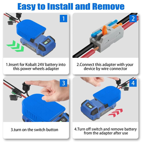 Power Wheel Adapter for Kobalt 24V Battery with On/Off 2