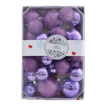 Purple Christmas Ornament Set Shatterproof 12 pcs