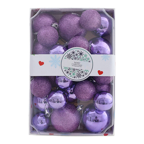 Purple Christmas Ornament Set Shatterproof 12 pcs