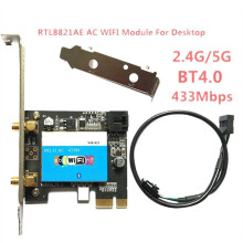 Dual Band Wireless PCI-EX1 WiFi Card 433Mbps 802.11a/B/G/N/Ac 2.4/5G BT 4.0 for Realtek RTL8821AE for Desktop