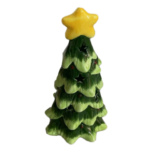 Green Ceramic Christmas Tree Desktop Decor 1pc