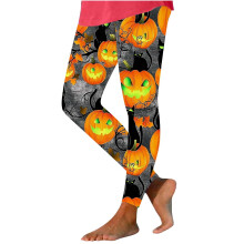High Waisted Halloween Leggings for Women Pumpkin Print