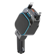 Fm Transmitter 5.3 Car Mp3 Player 96w Pd Type-C+Qc3.0 Fast Car Charger with 2 Retractable Cables