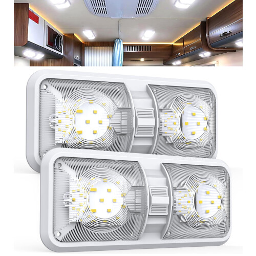 LED RV Dome Light 12V 8W 800LM 6500K Natural White 2-Pack