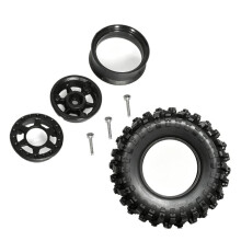 4PCS 1.0'' Beadlock Wheels and Tires 1.0 Inch Tires Tyre Plastic Wheel Rims Set for 1:24 Car Axial SCX24 AX24