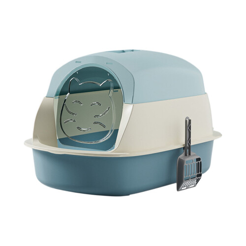 Cat Litter Box with Lid Splash-Proof Enclosed Tray and 1