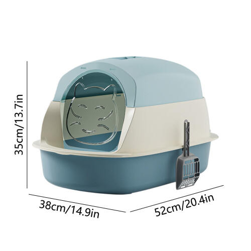 Cat Litter Box with Lid Splash-Proof Enclosed Tray and 2