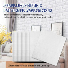 15Pcs Self-Adhesive 3D Brick Sticker DIY Waterproof Foam Wallpaper Room Kitchen Roof Ceiling Background Wall Decals-A