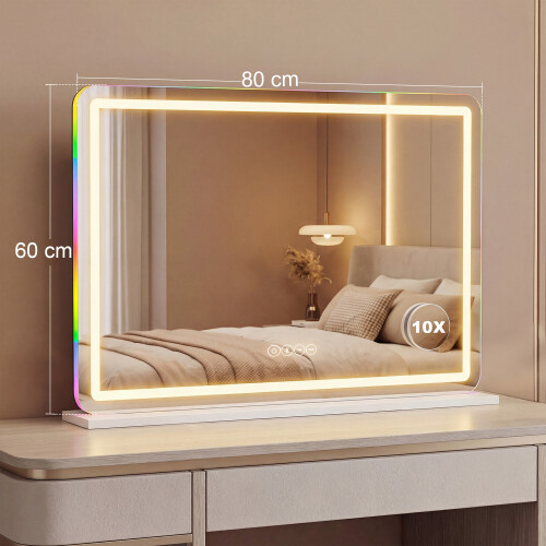 Homcom HOMCOM Vanity Mirror with Lights and Bluetooth Speaker, 80 x 60 cm, White 2