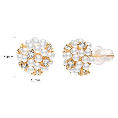 Small Pearl Stud Earrings Gold Plated 1 Pair 1