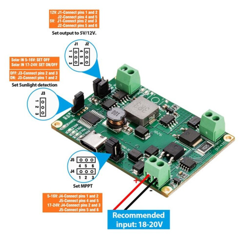 MPPT 30W Solar Charger Control Board DC5-24V 2A Solar Panel Regulator Module Type-C for 3.7V 18650Lithium Battery Charge