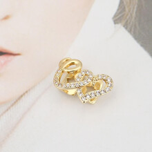 Copper Double Heart Teeth Caps Hip Hop Zircon Grillz