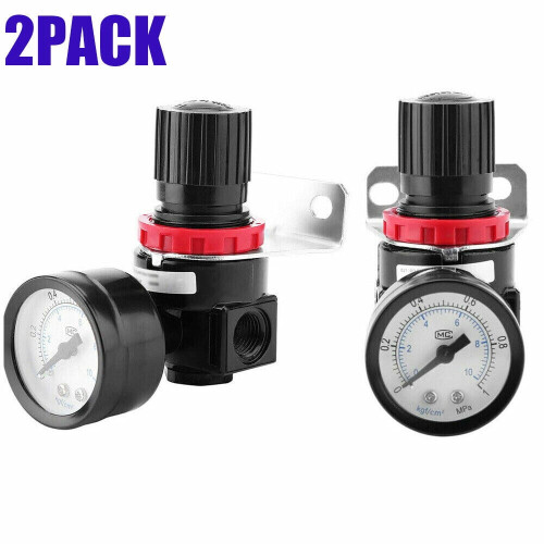 Air Line Pressure Regulator Mini Series 2 Pack 1/4 Inch NPT 1