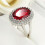 925 Silver Ruby Ring Oval Red Zircon Women Size 8 3