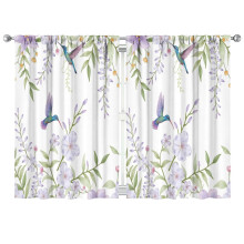 Purple Flower Bird Blackout Curtains 2 Panels 41x63 Inch
