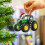 Christmas Tractor Ornament Green Acrylic 2D 6