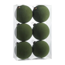 Velvet Christmas Balls Green 3.15 Inch 6 Pack