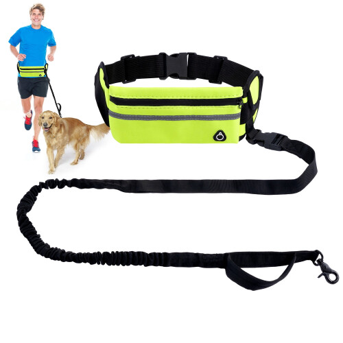 Hands-Free Dog Leash Green Durable Adjustable Belt for