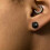 Black Crystal Ear Plug Tunnels Stainless Steel 1 Pair 4