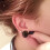 Black Crystal Ear Plug Tunnels Stainless Steel 1 Pair 5