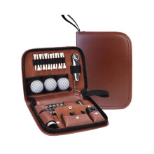 Braunes PU-Leder Golf Zubehör Set - Multifunktionales Golfwerkzeug-Set mit komplettem Zubehör
