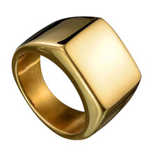 Wedding Ring Solid Gold Stainless Steel Square Band for Men