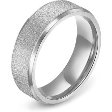 Stainless Steel Wedding Band 8mm Sandblasted Polished