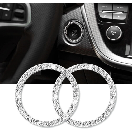 Crystal Rhinestone Car Start Stop Button Rings 2 PCS
