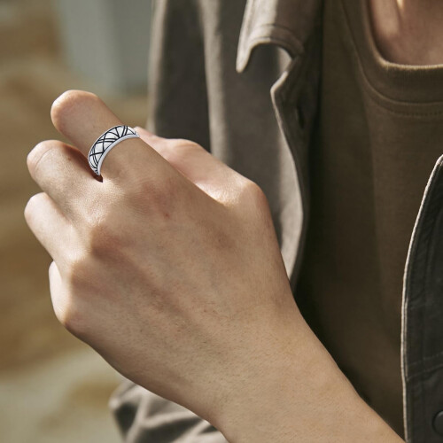 Men's 925 Sterling Silver Wedding Ring Size 8-13 2