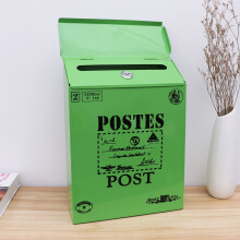 Wall-Mounted Vintage Locking Mailbox Iron Drop Box Green