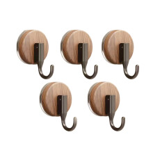 Walnuss-Holzmaserung Saugnapfhaken - 5er-Set ABS Ein-Klick Verriegelung Ohne Bohren für Küche Bad Wohnzimmer Black