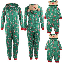 Christmas Family Jumpsuits Reindeer Hooded Zipper Rompers