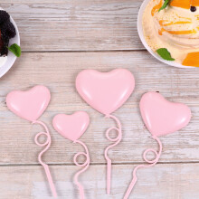 Pink Heart-Shaped Cake Toppers Plastic 24pcs
