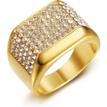 Men's Smooth Rectangle Wedding Ring Hip Hop Punk Style
